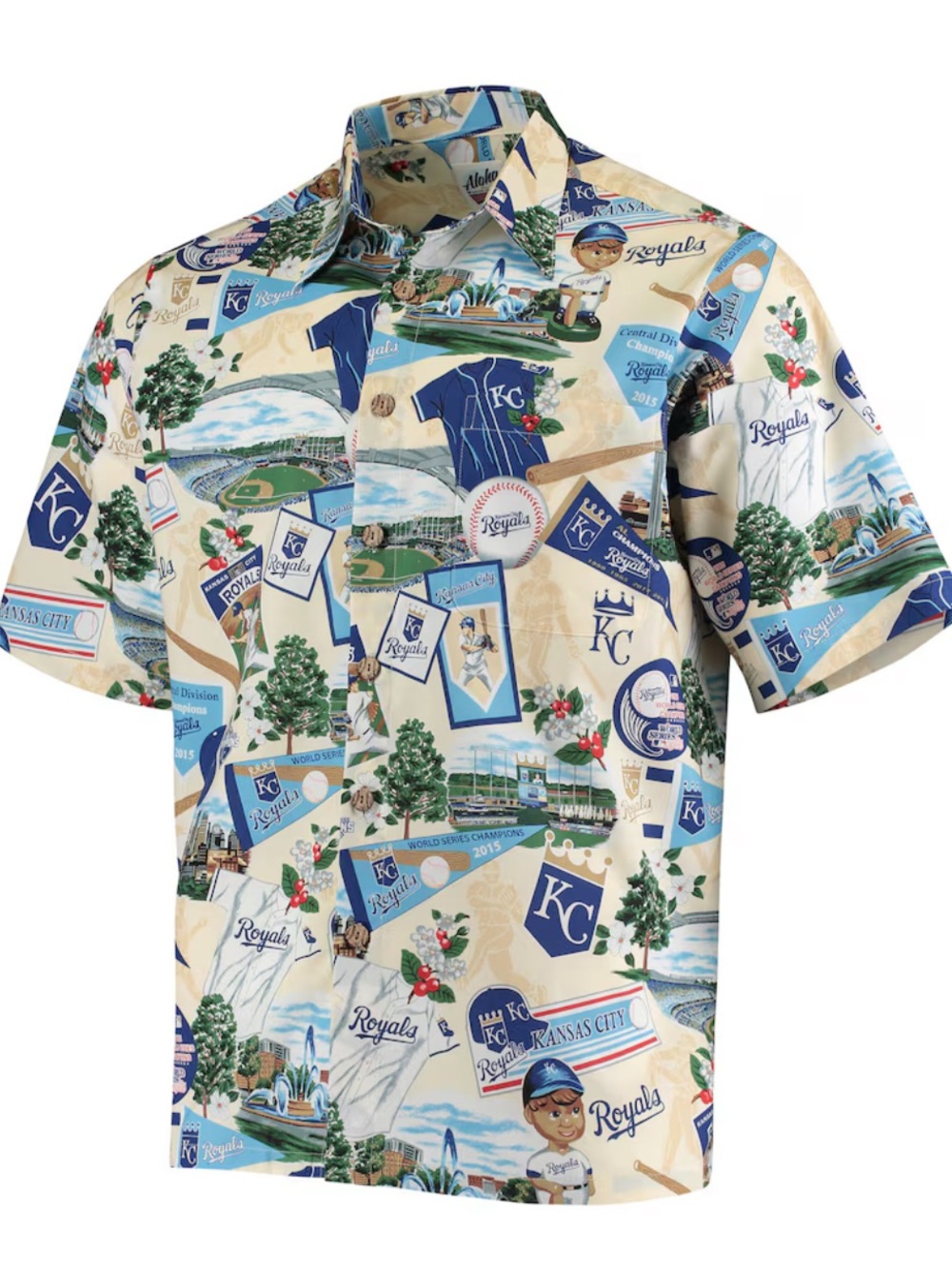 Reyn Spooner MLB Men's Kansas City Royals White Scenic Button-Up Shirt